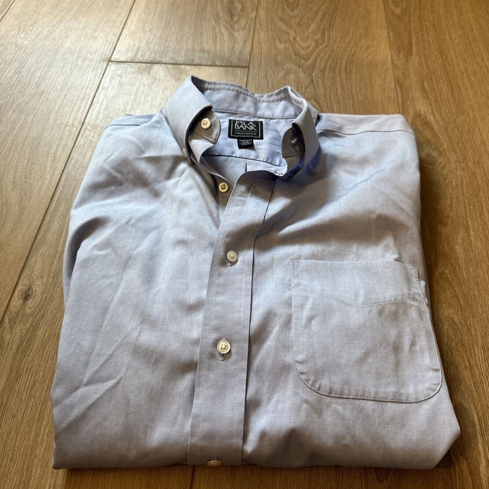 Jos. A. Bank Traveler Mens 16 - 34 Tailored Fit Dress Shirt Long Sleeves Lt Blue